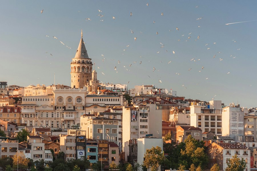 Istanbul skyline with mosques above the Bosphorus